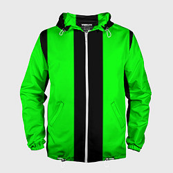 Ветровка с капюшоном мужская Color black green, цвет: 3D-белый