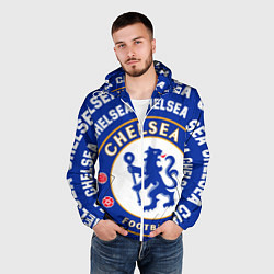 Ветровка с капюшоном мужская Челси надписи по кругу и логотип, цвет: 3D-белый — фото 2