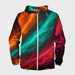 Ветровка с капюшоном мужская Разноцветное движение, цвет: 3D-белый