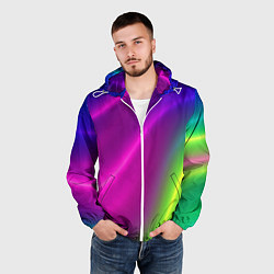 Ветровка с капюшоном мужская Плавный градиент, цвет: 3D-белый — фото 2