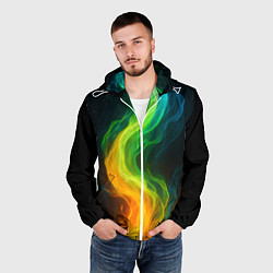 Ветровка с капюшоном мужская Разноцветное пламя, цвет: 3D-белый — фото 2
