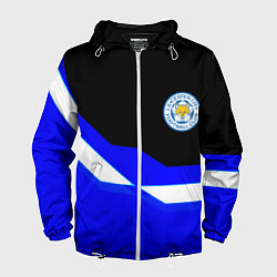 Ветровка с капюшоном мужская Лестер Сити спорт геометрия, цвет: 3D-белый