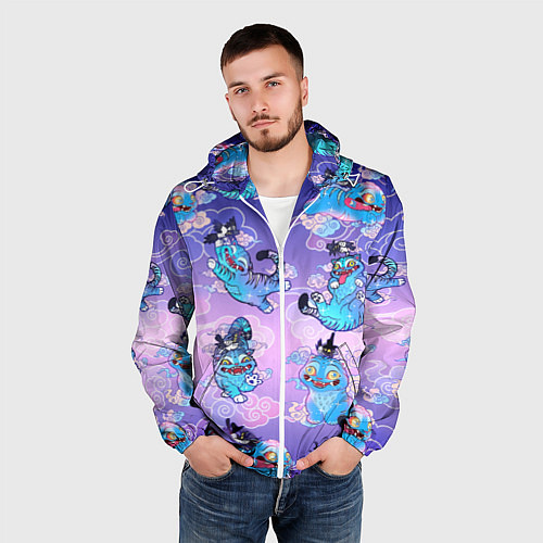 Мужская ветровка Тигр с сорокой / 3D-Белый – фото 3