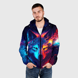 Ветровка с капюшоном мужская Волк льда и пламени, цвет: 3D-черный — фото 2
