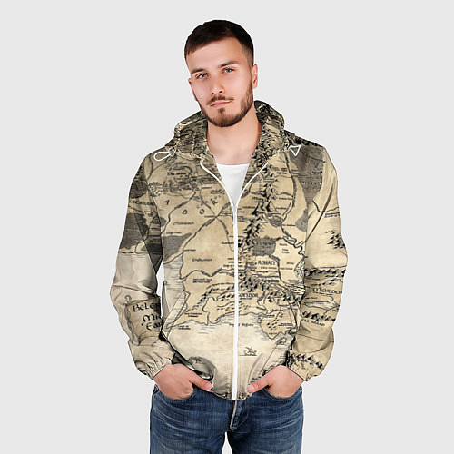 Мужская ветровка Властелин колец карта / 3D-Белый – фото 3