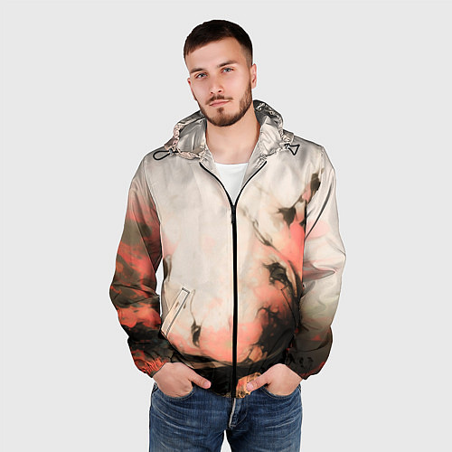 Мужская ветровка Розовый взрыв абстракция / 3D-Черный – фото 3