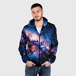Ветровка с капюшоном мужская Фантастический космос звёзды и туманности, цвет: 3D-черный — фото 2