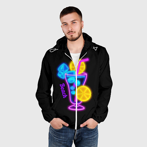 Мужская ветровка Night beach / 3D-Белый – фото 3