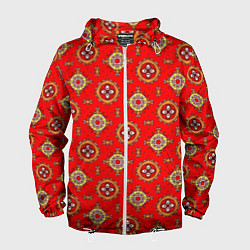 Ветровка с капюшоном мужская Яркий узор в этническом стиле, цвет: 3D-белый