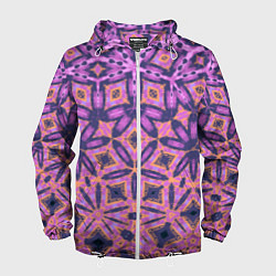 Ветровка с капюшоном мужская Фиолетовая геометрическая метаморфоза, цвет: 3D-белый