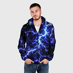 Ветровка с капюшоном мужская Мощнейший разряд молнии, цвет: 3D-черный — фото 2