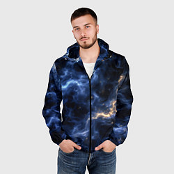 Ветровка с капюшоном мужская Космическая дымка со свечением чёрно-синий, цвет: 3D-черный — фото 2