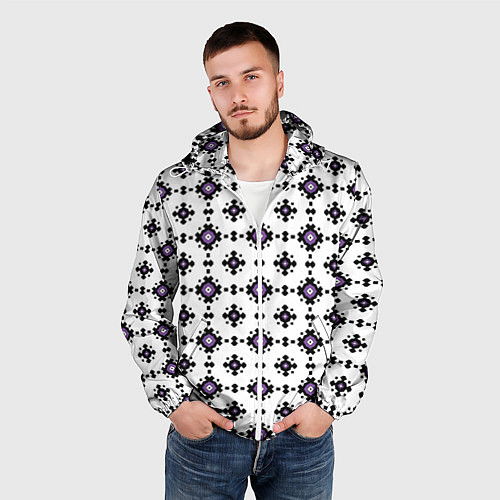 Мужская ветровка Абстрактный геометрический орнамент / 3D-Белый – фото 3