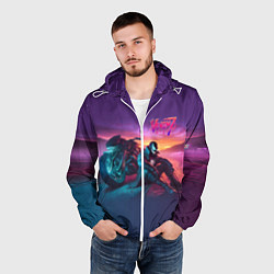 Ветровка с капюшоном мужская Venom near his motorcycle - ai art fantasy, цвет: 3D-белый — фото 2
