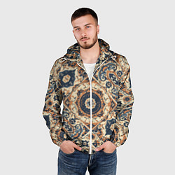 Ветровка с капюшоном мужская Узоры калейдоскопа, цвет: 3D-белый — фото 2