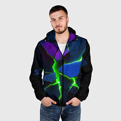 Ветровка с капюшоном мужская Neon tile, цвет: 3D-черный — фото 2