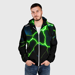 Ветровка с капюшоном мужская Green split, цвет: 3D-белый — фото 2