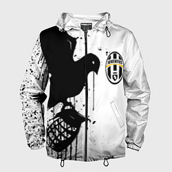 Ветровка с капюшоном мужская Ювентус черная птица краски, цвет: 3D-черный