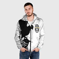 Ветровка с капюшоном мужская Ювентус черная птица краски, цвет: 3D-черный — фото 2