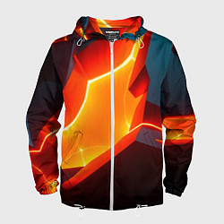 Ветровка с капюшоном мужская Neon orange, цвет: 3D-белый