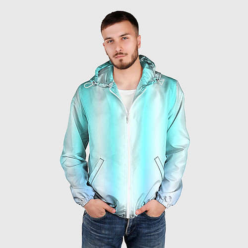 Мужская ветровка Neon white blue lines / 3D-Белый – фото 3