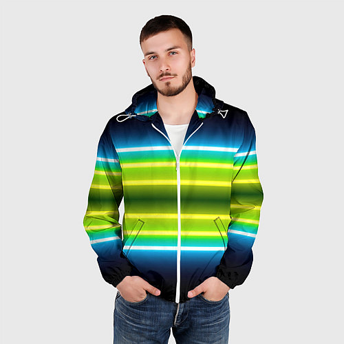 Мужская ветровка Neon multicolored lines / 3D-Белый – фото 3