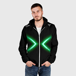 Ветровка с капюшоном мужская Neon green lines, цвет: 3D-белый — фото 2