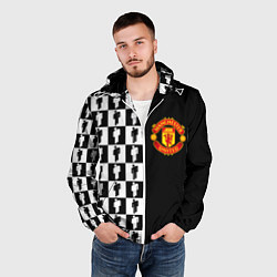 Ветровка с капюшоном мужская Манчестер Юнайтед текстура люди, цвет: 3D-белый — фото 2