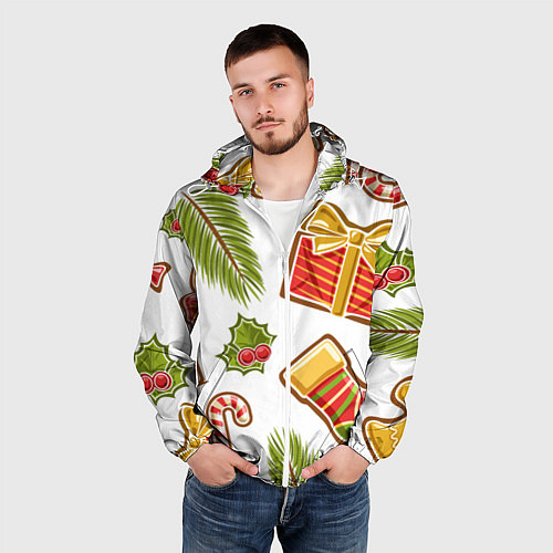 Мужская ветровка Рождественский вайб / 3D-Белый – фото 3