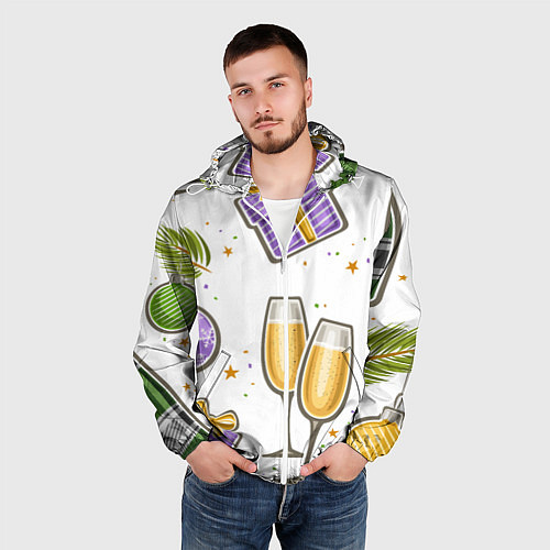 Мужская ветровка Новогодний вайб / 3D-Белый – фото 3