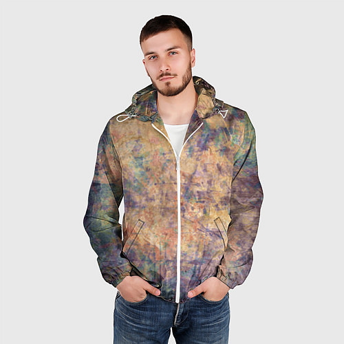 Мужская ветровка Абстракция - pink marble with blue flecks / 3D-Белый – фото 3