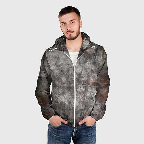 Мужская ветровка Абстракция - gray stone / 3D-Белый – фото 3