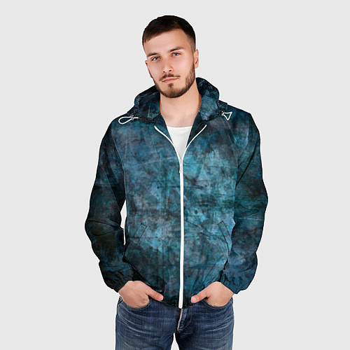 Мужская ветровка Абстракция - dark blue / 3D-Белый – фото 3