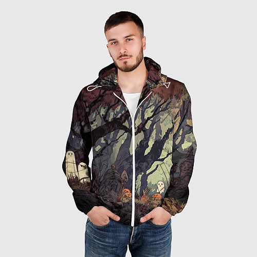 Мужская ветровка Призрачный лес / 3D-Белый – фото 3