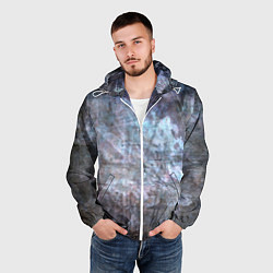 Ветровка с капюшоном мужская Абстракция - gray-blue hurricane, цвет: 3D-белый — фото 2