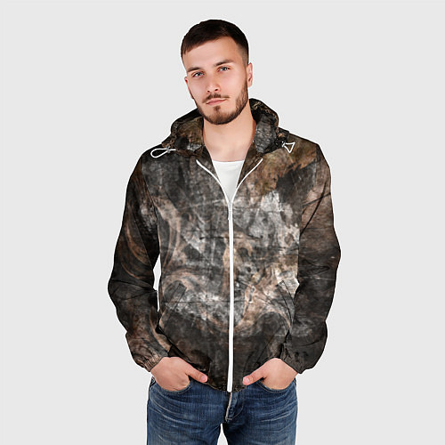 Мужская ветровка Абстракция - brown darkness / 3D-Белый – фото 3