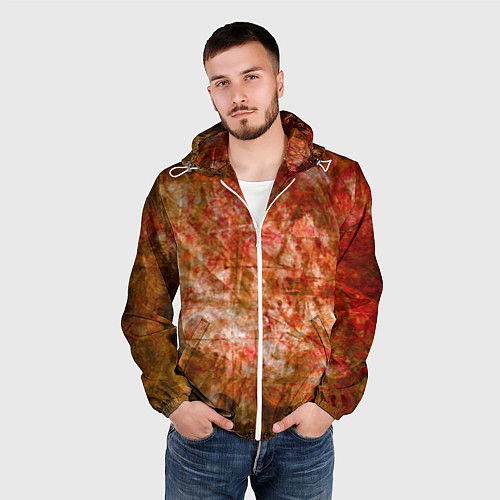 Мужская ветровка Абстракция - bright red / 3D-Белый – фото 3