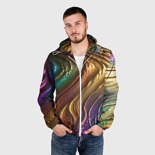 Мужская ветровка Сморщенные складочки жидкости / 3D-Белый – фото 3