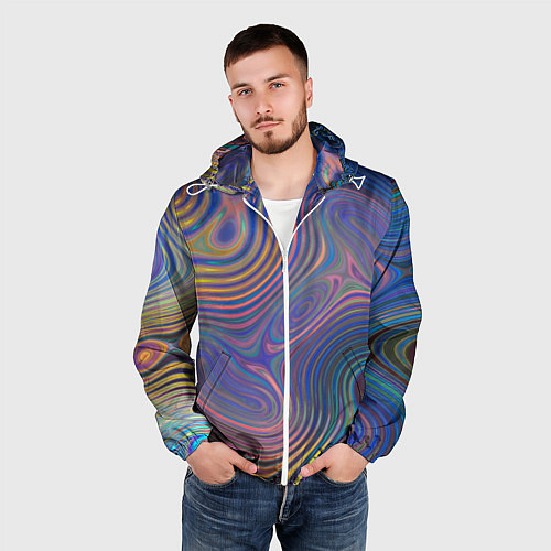 Мужская ветровка Абстрактная рябь / 3D-Белый – фото 3