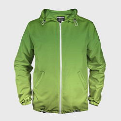 Ветровка с капюшоном мужская Color green yellow, цвет: 3D-белый