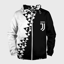 Мужская ветровка Juventus черно белая геометрия текстура