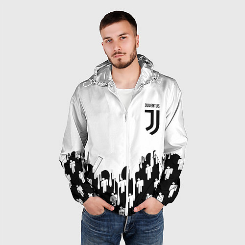Мужская ветровка Ювентус краски люди / 3D-Белый – фото 3