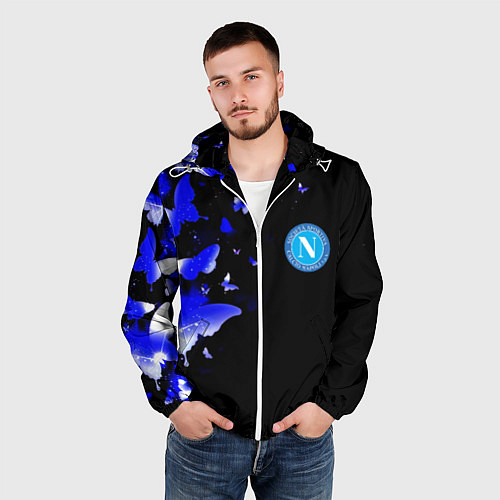 Мужская ветровка Наполи бабочки текстура / 3D-Белый – фото 3