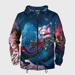 Мужская ветровка Санта с динозавром