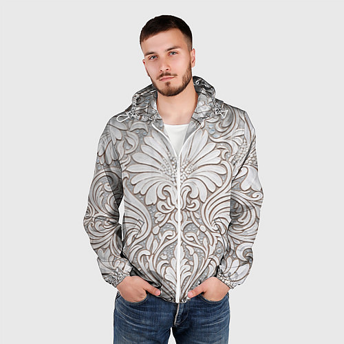 Мужская ветровка Вензельные цветы / 3D-Белый – фото 3