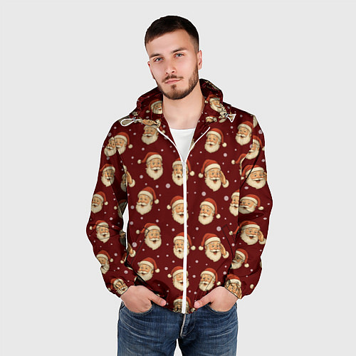 Мужская ветровка Паттерн с Сантой / 3D-Белый – фото 3