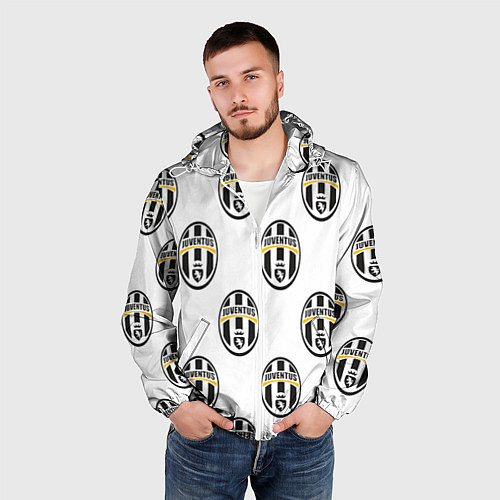 Мужская ветровка Juventus Pattern / 3D-Белый – фото 3