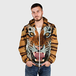 Ветровка с капюшоном мужская Взгляд тигра, цвет: 3D-белый — фото 2