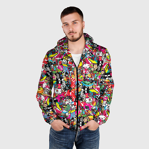 Мужская ветровка Стикербомбинг / 3D-Черный – фото 3