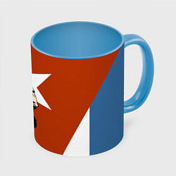 Кружка 3D Куба, цвет: 3D-белый + небесно-голубой